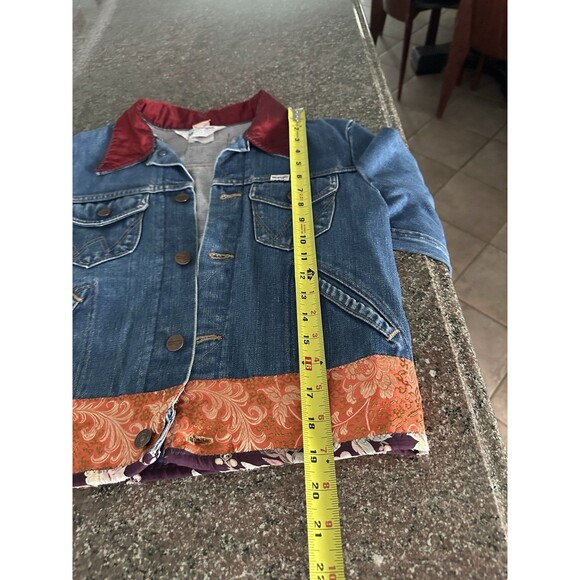 Vintage 1970s Wrangler Corduroy Collar Denim Snap On Jacket - Picture 8 of 13